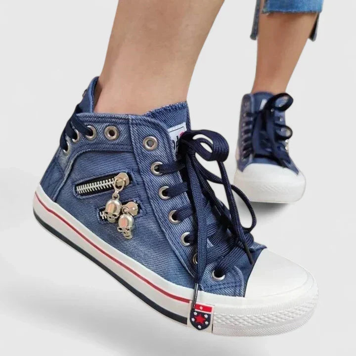 Women's Comfort Shoes in Denim and Navy Blue