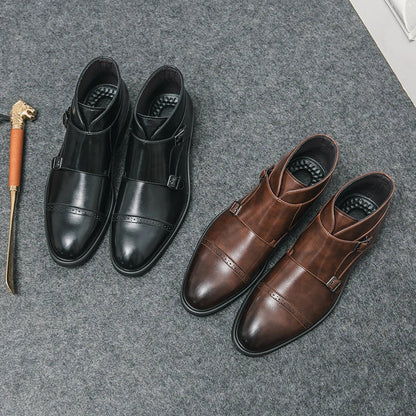 Parker | Faux Leather Boots with Double Buckle