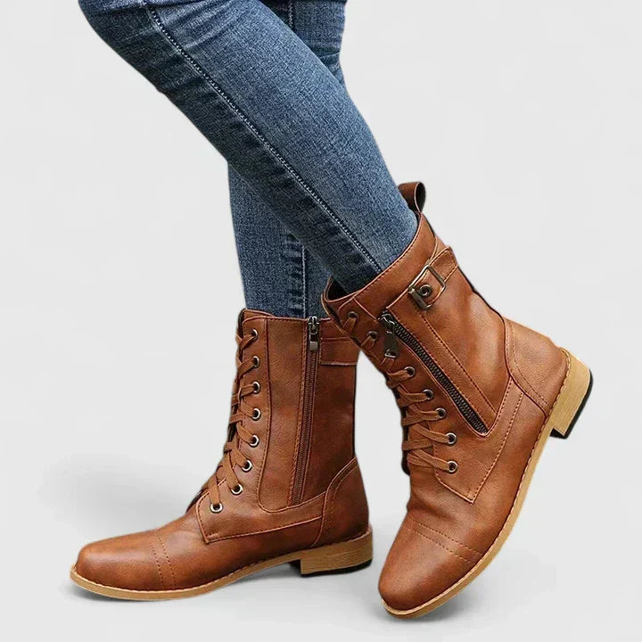Women's Comfort Boots in Light Brown, Black and Gray