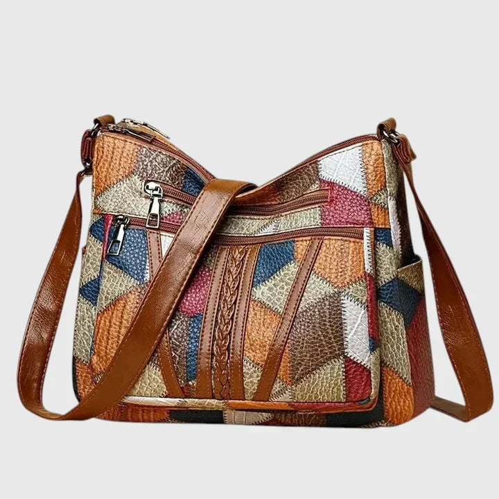 Women's Art Print Shoulder Bag in Brown