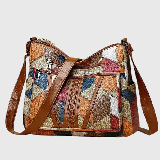 Women's Art Print Shoulder Bag in Brown