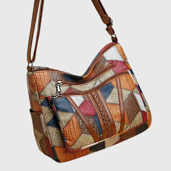 Women's Art Print Shoulder Bag in Brown