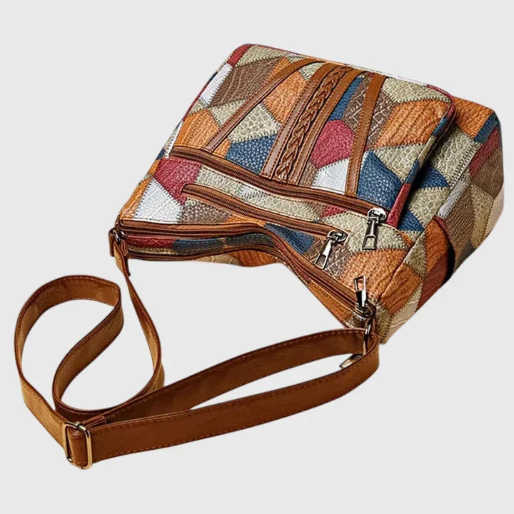 Women's Art Print Shoulder Bag in Brown