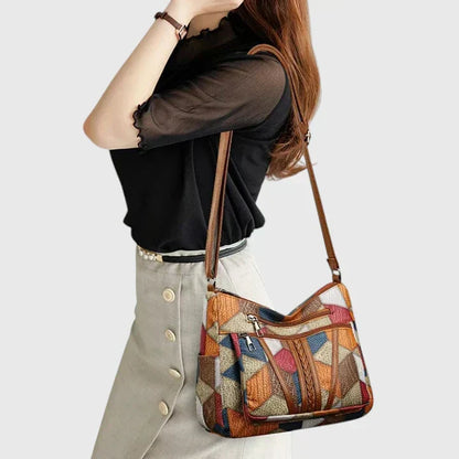 Women's Art Print Shoulder Bag in Brown