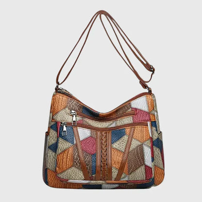 Women's Art Print Shoulder Bag in Brown