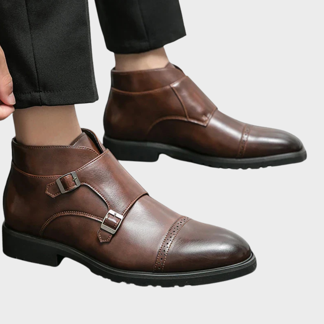 Parker | Faux Leather Boots with Double Buckle