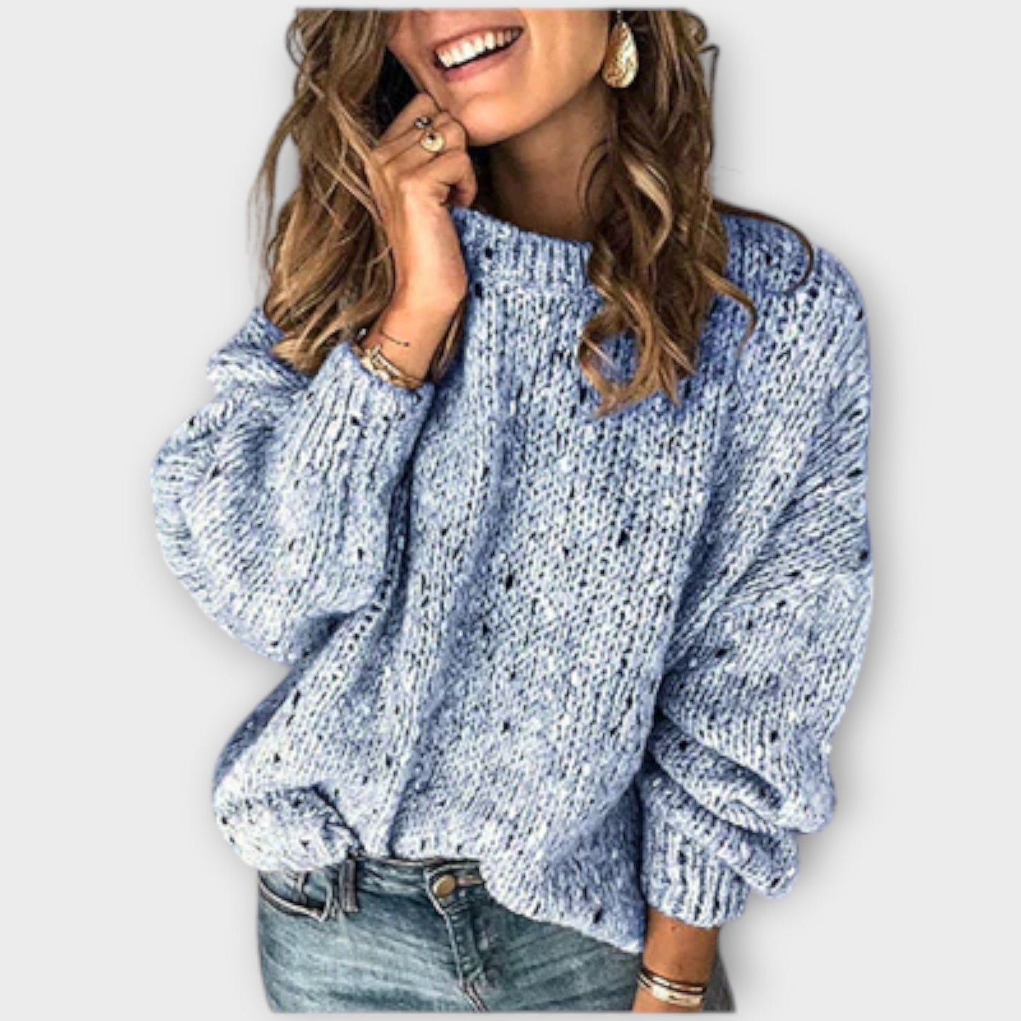 Women's Sophisticated Sweater in Beige, Gray and Blue