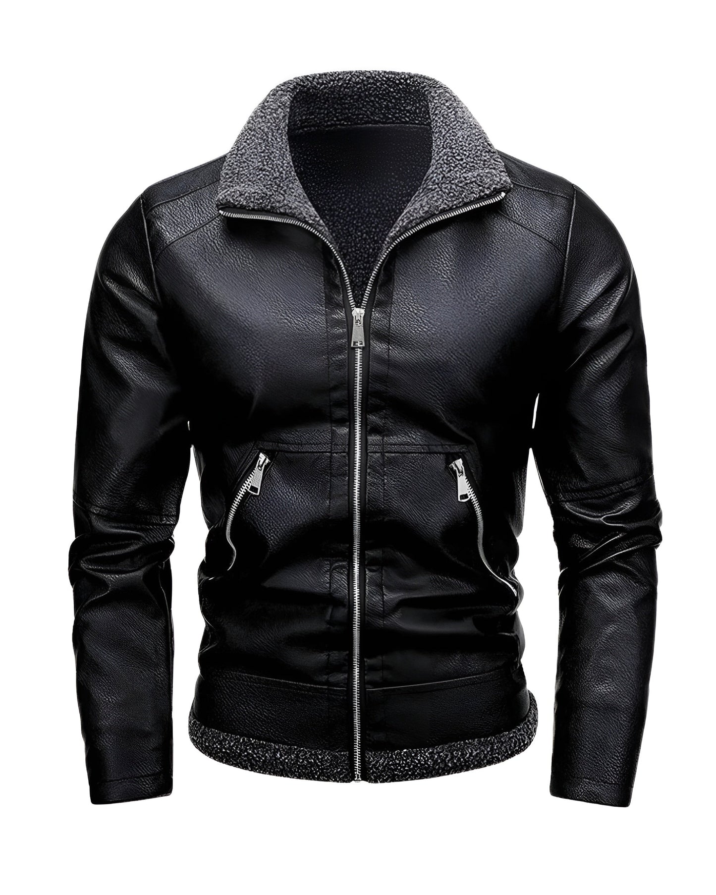 Léo™ | Elegant fleece-lined leather jacket