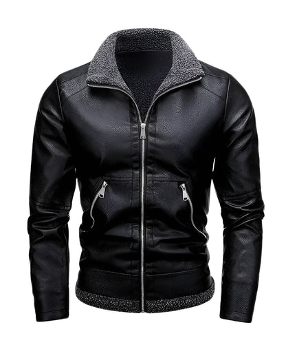 Léo™ | Elegant fleece-lined leather jacket