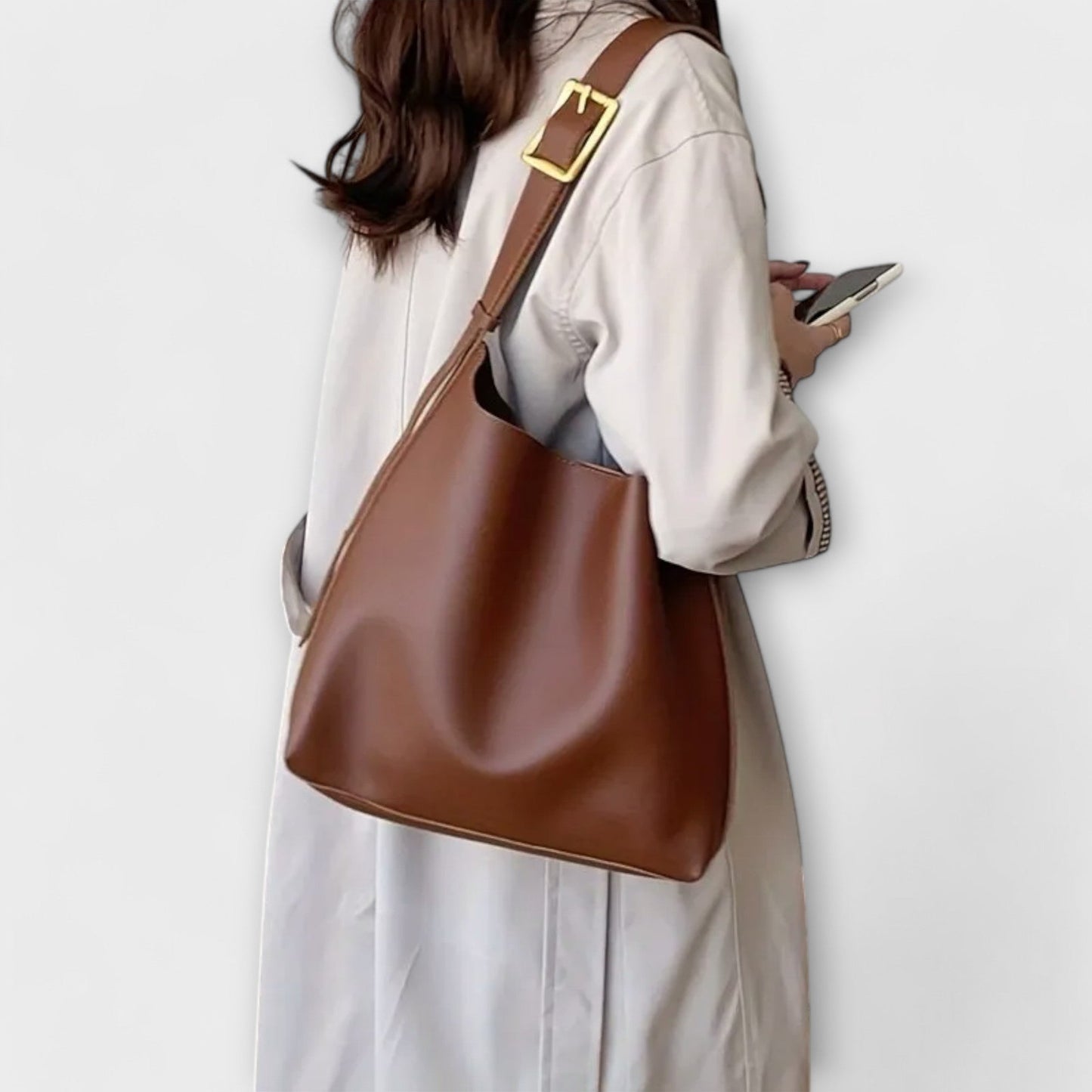 Women's Leather Shoulder Bag in Brown or Black