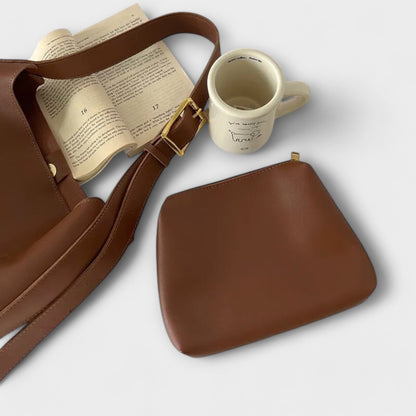 Women's Leather Shoulder Bag in Brown or Black