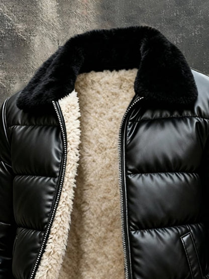 Vanhouten™ | Leather Jacket with Sherpa Lining