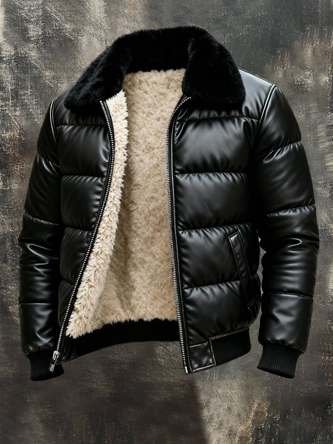 Vanhouten™ | Leather Jacket with Sherpa Lining