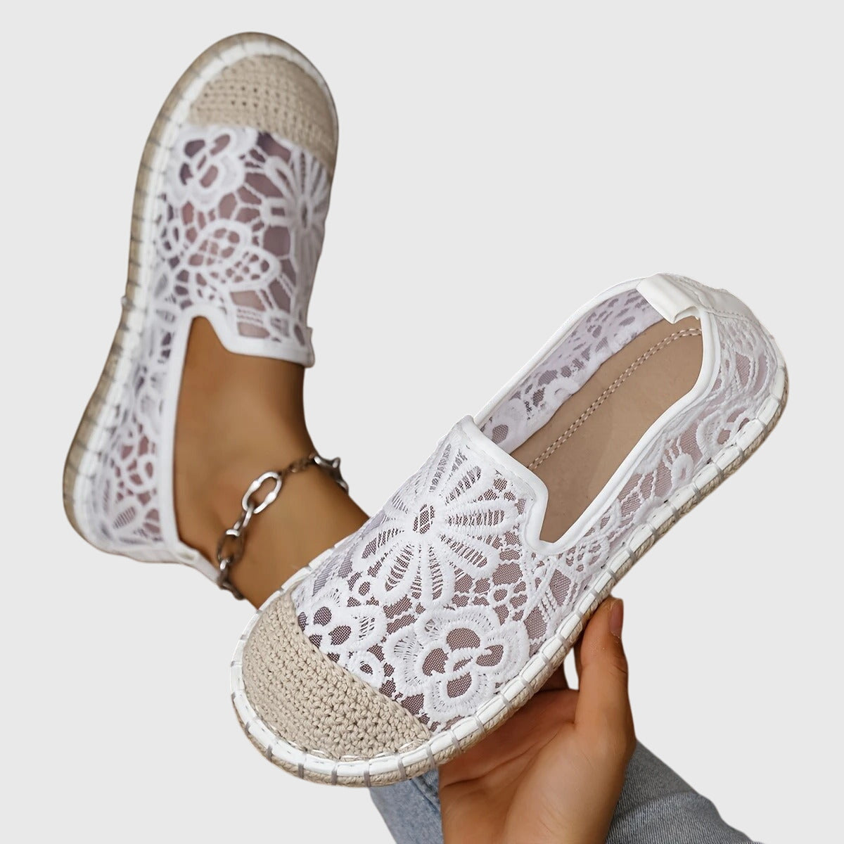 Women's Breathable Moccasins in Beige and Black