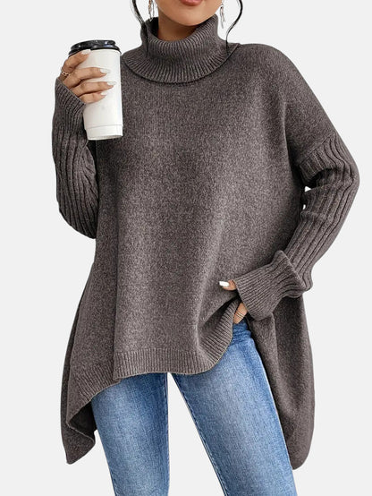 Women's Long Turtleneck Sweater in Five Colors