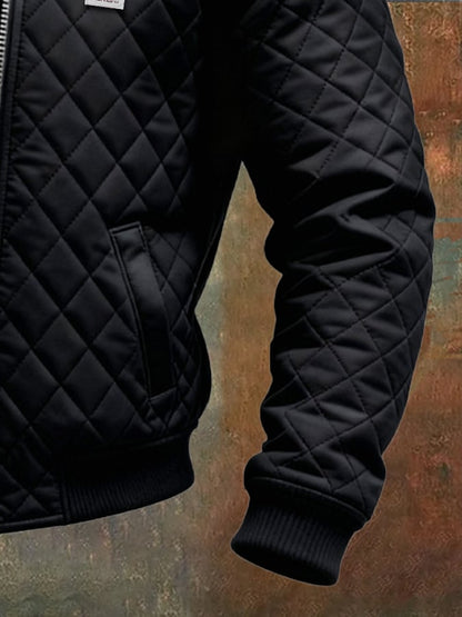 Vanhouten™ | Black Padded Jacket with Faux Leather Collars