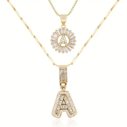 Necklace with embedded initial | Gold