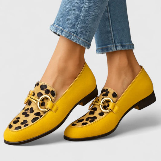 Women's Relaxed Fit Loafers in Yellow Leopard