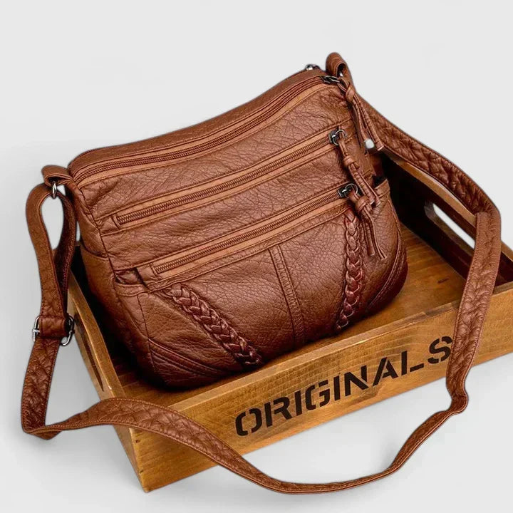Women's Elegant Leather Handbag in Brown or Black