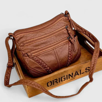 Women's Elegant Leather Handbag in Brown or Black
