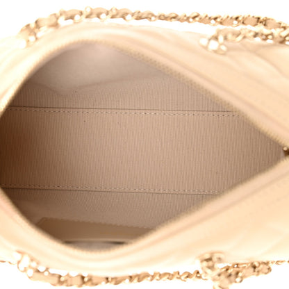 Chanel Caviar Quilted Mini Bowling Bag Beige