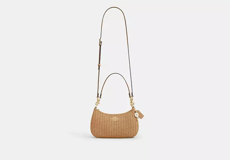 Coach - Straw Teri Shoulder Bag With Charm