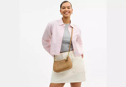 Coach - Straw Teri Shoulder Bag With Charm