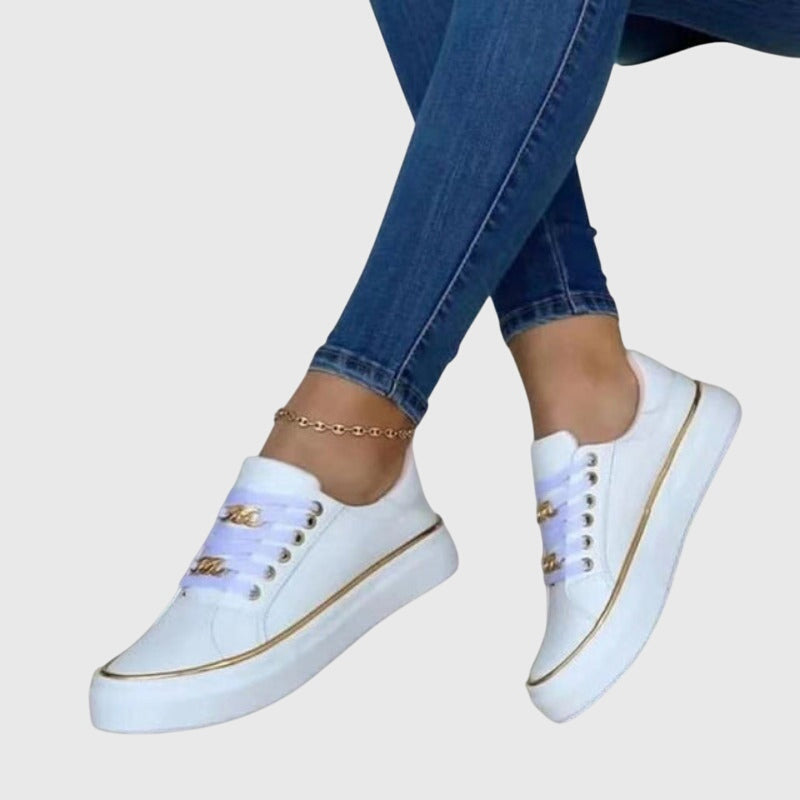 Women's Comfort Shoes in Black, White and Gold