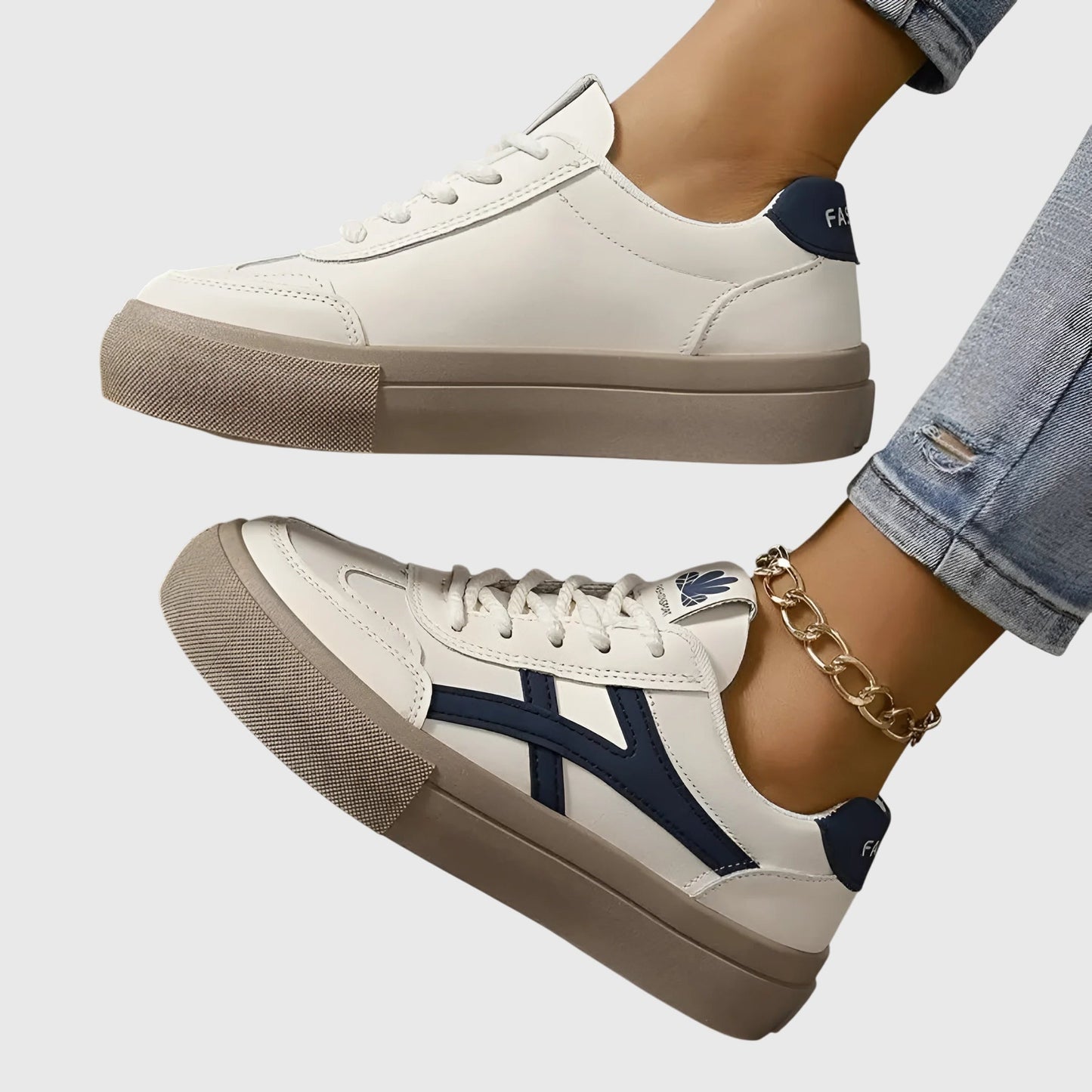 Women's Comfort Sneakers in Blue and Brown