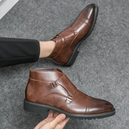 Parker | Faux Leather Boots with Double Buckle