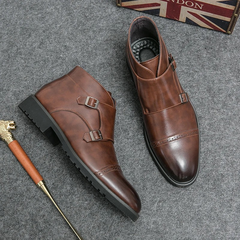Parker | Faux Leather Boots with Double Buckle