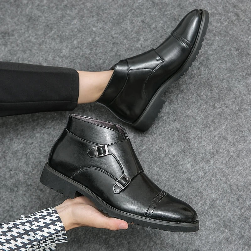 Parker | Faux Leather Boots with Double Buckle