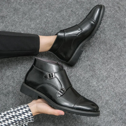 Parker | Faux Leather Boots with Double Buckle