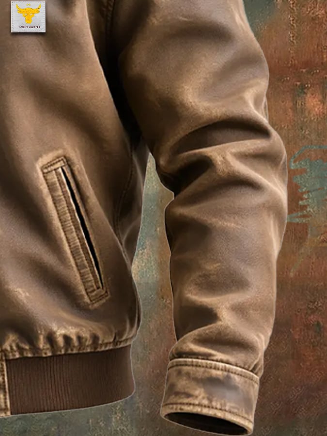 Vanhouten™ | Classic Cut Aged Brown Fabric Jacket