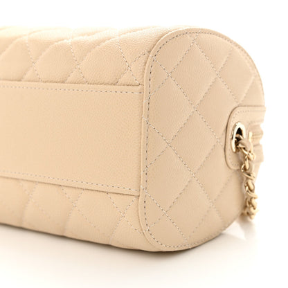 Chanel Caviar Quilted Mini Bowling Bag Beige