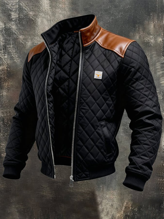 Vanhouten™ | Black Padded Jacket with Faux Leather Collars