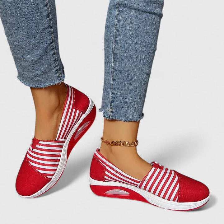 Women's Comfort Sneakers in Blue, Black and Red