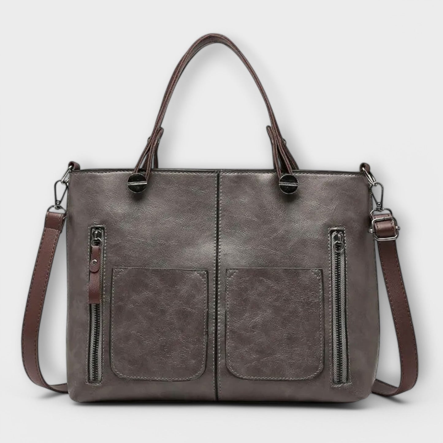 Women's Elegant Leather Bag in Brown, Black or Gray