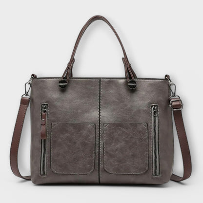Women's Elegant Leather Bag in Brown, Black or Gray