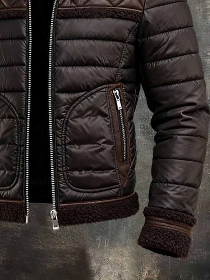 Vanhouten™ | Dark Padded Jacket with Warm Sherpa Collar