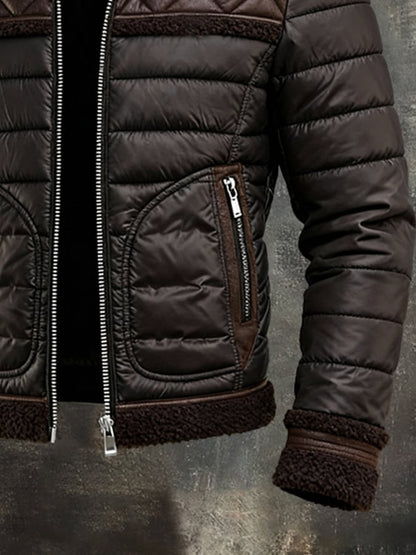 Vanhouten™ | Dark Padded Jacket with Warm Sherpa Collar