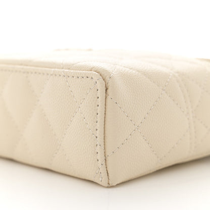 Chanel Caviar Quilted Handle Slim Vanity Ecru
