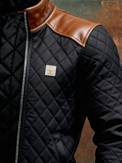 Vanhouten™ | Black Padded Jacket with Faux Leather Collars