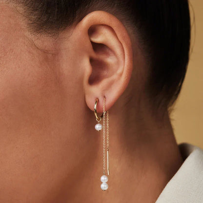Hoop earrings with crystals | Gold