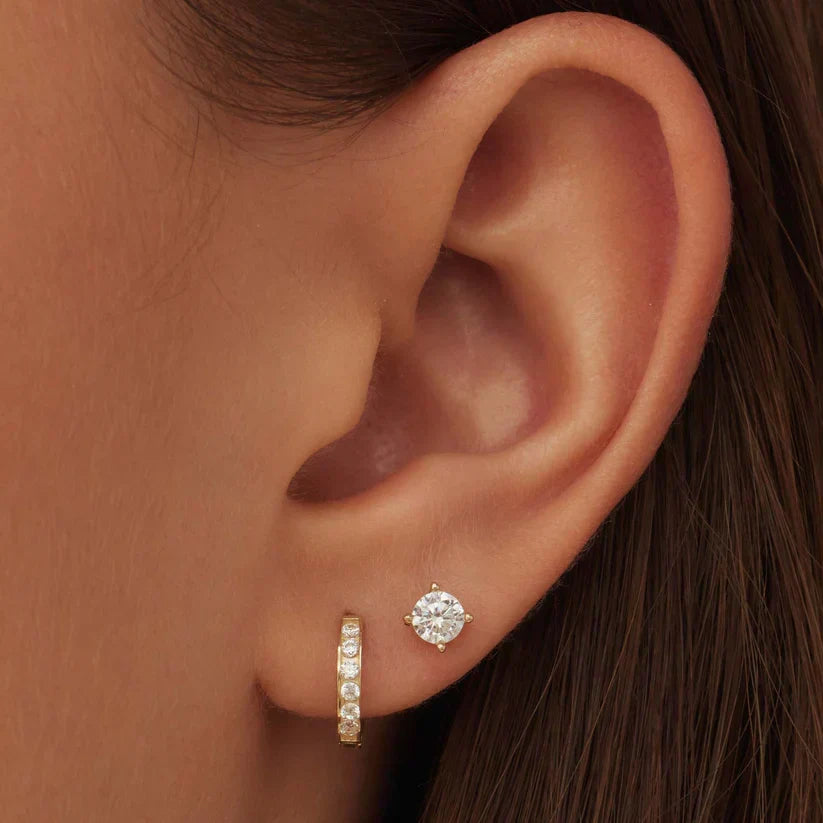 Dara Brillane Stud Earrings with Stones | Gold