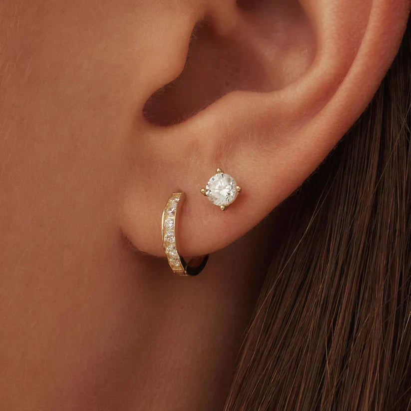 Dara Brillane Stud Earrings with Stones | Gold
