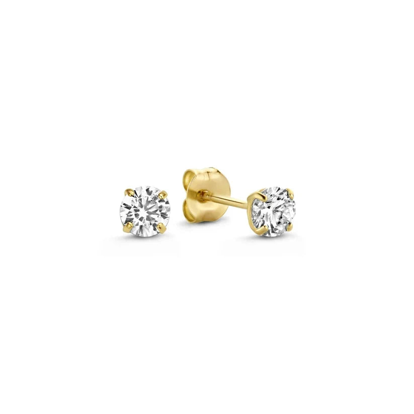 Dara Brillane Stud Earrings with Stones | Gold