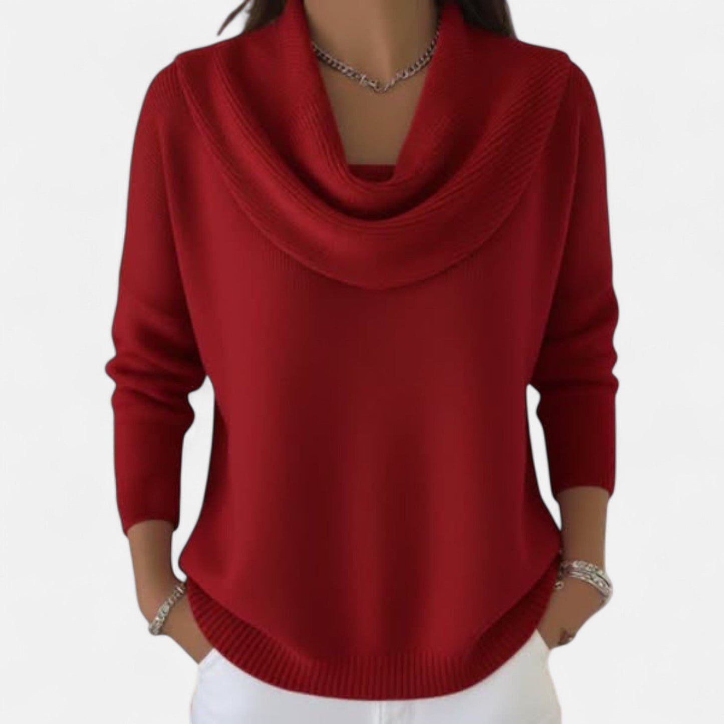 Women's Elegant Sweater in Red, Brown or Green