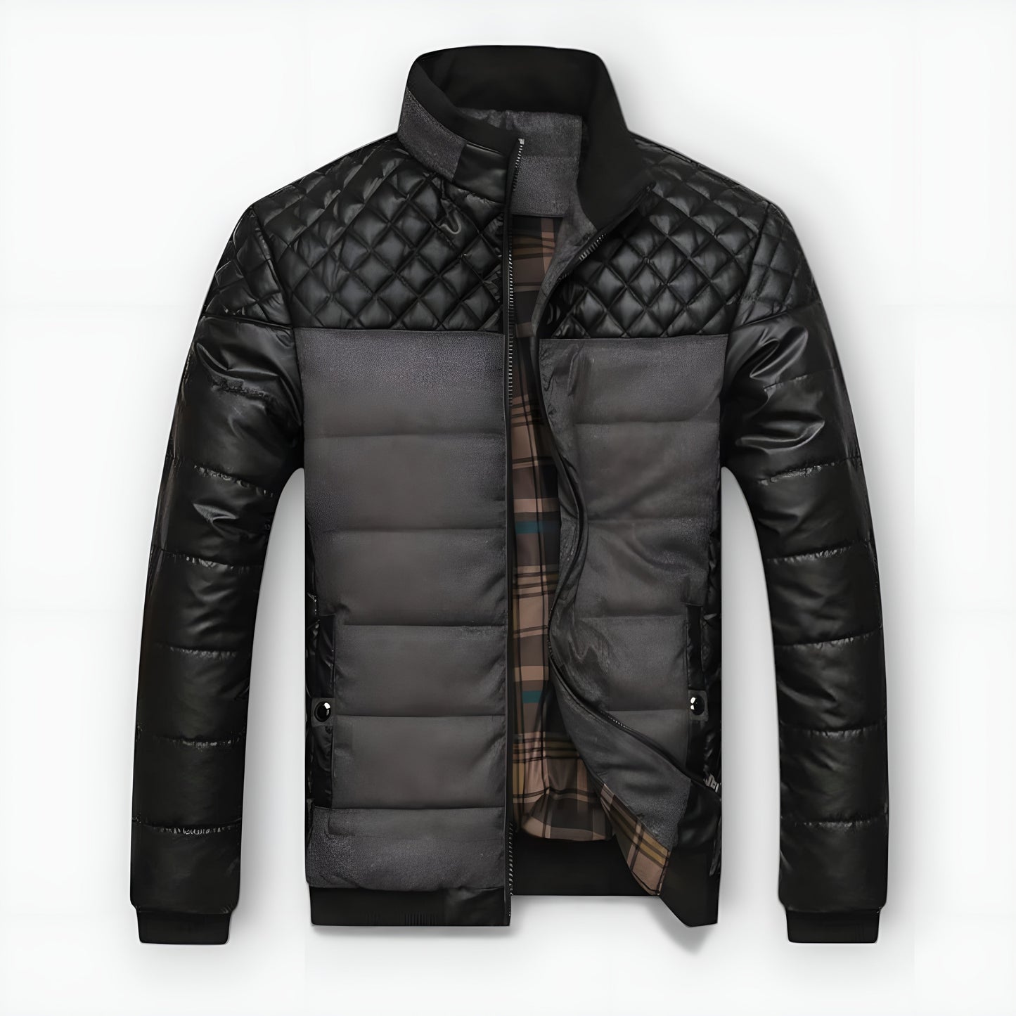 Félix™ | Two-tone padded jacket in leather and fabric