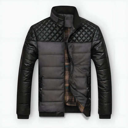 Félix™ | Two-tone padded jacket in leather and fabric